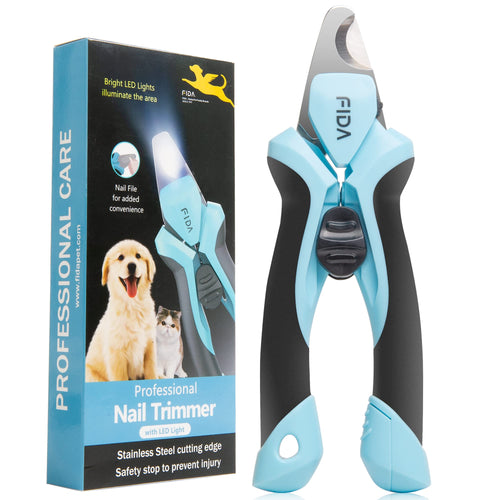 Dog & Cat Nail Clippers with LED Light – Safety Guard, Nail File & Ergonomic Handle